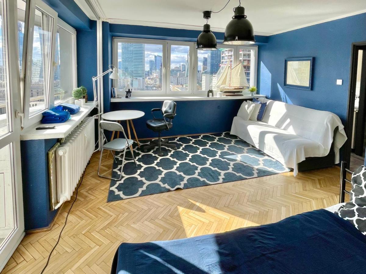 Super Apartament Blue Scisle Centrum Dwie Linie Metra Netflix Wifi 300 Mbs Panorama Miasta Warsaw Exterior photo